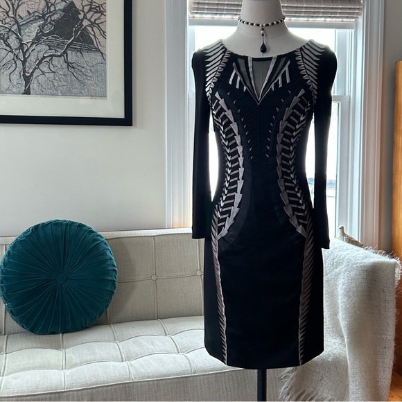 Karen Millen Dresses & Skirts - Karen Millen Illusion Neckline & Back Tribal Embroidery Dress